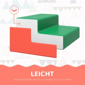 HOMCOM Zestaw 4 miękkich klocków do wspinaczki i zjeżdżania, pokrytych ekoskórą, dla dzieci w wieku 1-3 lat, Wielokolorowy