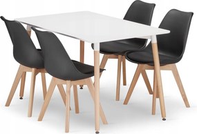 Zestaw stół z krzesłami Dolmo 019 - stół 120x80 cm biały i 4 czarne krzesła
