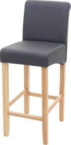 Stołek barowy MCW-C33,  szary mat, jasne nogi, imitacja skóry