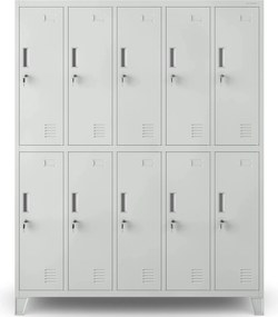 Metalowa szatnia 10-skrytkowa Bartek 136x45x172 cm szara
