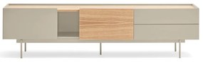 Beżowo-naturalna szafka pod TV w dekorze dębu 180x45 cm Otto – Teulat