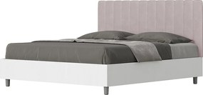 Łóżko bez stelaża 160x200 konstrukcja Frassino biała zagłówek microfibra Kolor lawendy Kaia
