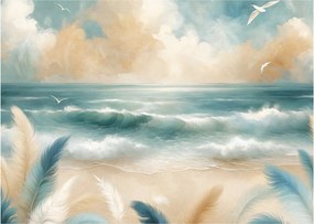 Obraz – Malowana plaża w delikatnych kolorach (70x50 cm)