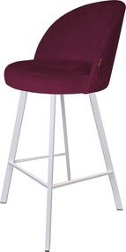 Hoker TRIX krzesło barowe tkanina Welur podstawa metalowa : Kolor nogi - Biały profil, Kolor tkaniny - VELVET - MG02, Typ siedziska - Siedzisko stałe