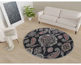 Czarny okrągły dywan odpowiedni do prania ø 80 cm – Vitaus