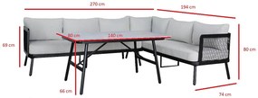 Narożnik aluminiowy dla 6 osób HERMES