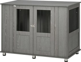 PawHut Buda dla psa z oknem Szara 116x60x87cm Przestronna i komfortowa | Aosom PL