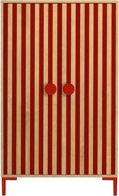 Szafa 2-drzwiowa w kolorze dębu z czerwonymi paskami