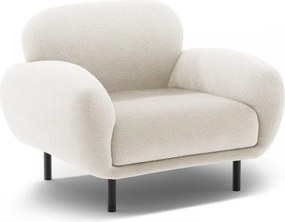 Biały fotel z materiału bouclé Poppy – Micadoni