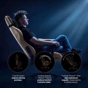 Fotel gamingowy materiałowy Diablo X-One 2.0 King Size, Camel Black