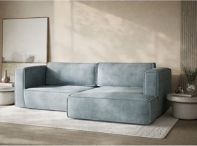 Jasnoniebieski rozkładany/ze schowkiem narożnik z tkaniny szenilowej (prawostronny/z szezlongiem) Velto – Maison de Rêve