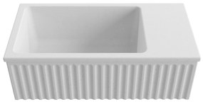 Umywalka betonowa ryflowana nablatowa / wisząca prostokątna 60 x 30 cm WELLE | różne kolory : Kolor - Biały (beton), Typ montażu - podwieszana