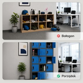 Szafka pracownicza skrytkowa antracytowo-niebieska: KAROL, 900 x 1850 x 400 mm