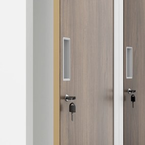 Szafka pracownicza czterokomorowa biała/orzech, 800x1800x500 mm: KACPER Eco Design