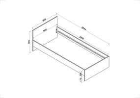 Łóżko Lima 90 x 200 dąb sonoma