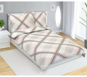 Bellatex Satynowa pościel Kostka beżowa, 140 x 220cm, 70 x 90 cm, 140 x 220 cm, 70 x 90 cm