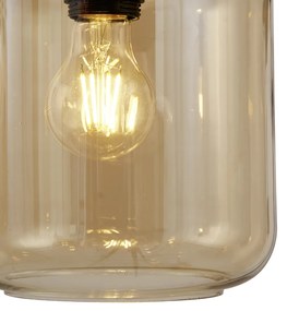 Nowoczesna lampa wisząca czarna z bursztynowym szkłem 5-punktowa - Sheena Nowoczesny Oswietlenie wewnetrzne