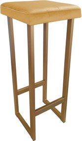 Hoker ALEX krzesło barowe tkanina Welur podstawa metalowa : Kolor Stelaża - Złoty, Kolor tkaniny - VELVET - MG15, Wysokość - 90 cm