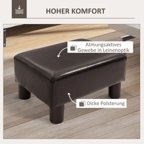 HOMCOM Pufa Elegancka Materiałowa Stołek w Kolorze Brązowym 40x30x24cm | Aosom PL