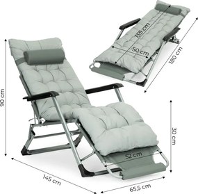 Leżak ogrodowy, składany, z poduszką Malta 010, szary