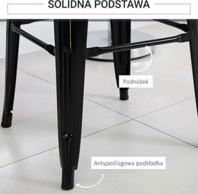 HOMCOM Zestaw 4 Stołków Barowych z Metalu, Do Użytku Wewnętrznego i Zewnętrznego, Składana Konstrukcja, Czarny