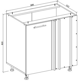 Szafka kuchenna narożna 100(80) VENTO DN-100/82 dąb HALMAR