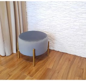 Pufa WILFRED BL VELVET szara/złota ATOS
