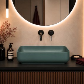 Massi Umywalka ceramiczna nablatowa prostokątna zielona FLOW Green 60 cm