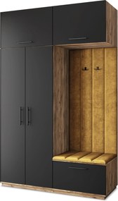 Masseno Garderoba REMA 150/240/60 cm Nowoczesna Szafa do Przedpokoju Dąb lefkas, MONOLITH 48 (Żółty)