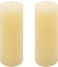 Zestaw świec rustykalnych, 20 cm, Ø 7,5 cm, kremowe, 2 szt.