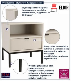 Beżowy stolik nocny na metalowych nóżkach kaszmir K0-C41