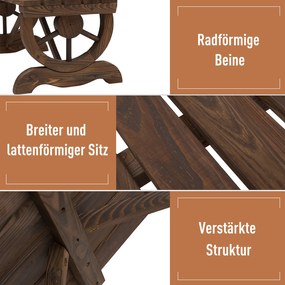 Outsunny Ławka ogrodowa ławeczka mebel ogrodowy ławka rustykalna lite drewno kolor brązowy 105x50x53cm | Aosom PL