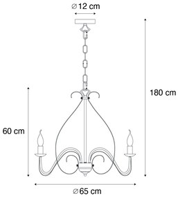 Klasyczna lampa wisząca kremowa 8-światłowa - Giuseppe Rustykalny / Vintage Oswietlenie wewnetrzne