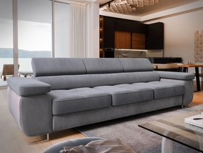 Masseno Sofa MOSINE z funkcją spania, Rozkładana sofa z regulowanymi zagłówkami - Szary, MONOLITH 85 + MONOLITH 84