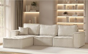 Narożnik w kształcie L Bohoo Maxi, tkanina Raven, Szampański, Lewy