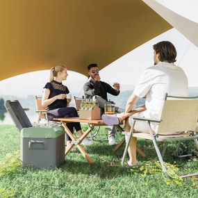 Outsunny 24,2 L Lodówka Campingowa, Lodówka Samochodowa z LED, Adaptory AC i DC, Cicha Praca, Szara+Zielona