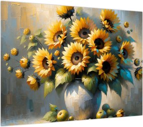 Obraz – Wazon ze słonecznikami (70x50 cm)