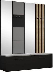 Masseno Garderoba MODULO 161,2/204/40 cm do Przedpokoju Nowoczesna Czarna