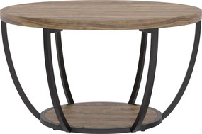 HOMCOM Stolik kawowy z 2 poziomami, stolik do salonu 80 x 80 x 43,8 cm, Brązowy/Czarny | Aosom PL