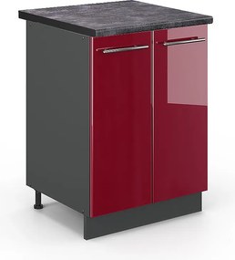 Szafki kuchenne bordowa czerwień wysoki połysk 60x60x82 fame-line