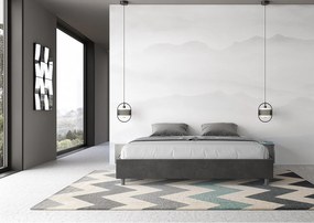 Łóżko bez stelaża tapicerowane 200x210 microfibra szary Azelia