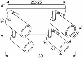 Czarna lampa sufitowa 4-punktowa loft - Z073-Egip