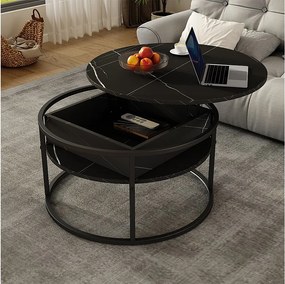 Stolik kawowy czarny/marmurowo-biały 77x77x52 marlo