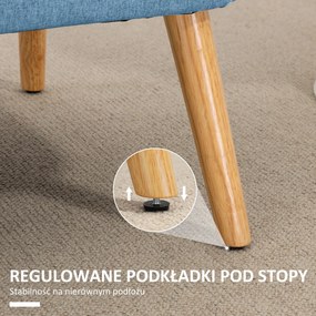 HOMCOM Sofa 2-osobowa, miękka tapicerka, łatwa w pielęgnacji, do 220 kg, 117 x 56,5 x 77 cm, niebieska | Aosom PL