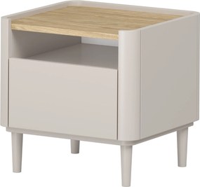 Szafka nocna Elivo 50 cm z szufladą na nóżkach - kaszmir / dąb olejowany