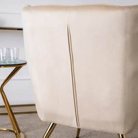 Fotel Uszak Wypoczynkowy VINCENT Kremowy Welurowy Nowoczesny Loft