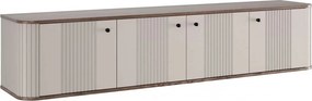 Szafka RTV wisząca Vesper 4D 187 cm - kaszmir / orzech / czarne uchwyty