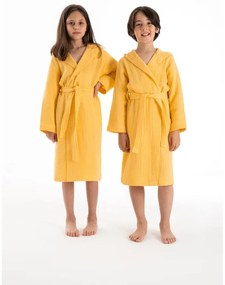 Żółty szlafrok dziecięcy muślinowy w rozmiarze 11-12 lat Muslin – Foutastic