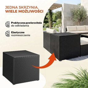 Polirattanowy pojemnik na schowek RICCO, 318L, 75x75x70 cm, czarna Casaria
