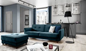 Sofa rozkładana z funkcją spania BELLIS VELVET granatowa ELTAP